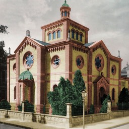 1912: Die Ludwigsburger Synagoge (nachträglich koloriertes Foto aus dem Besitz des Kantors Samuel Metzger)